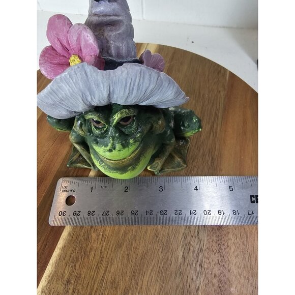 Vintage 90s Pete Apsit Frog Toad Figurine Large Eyes Spring Hat Bee See Pics - Picture 8 of 10
